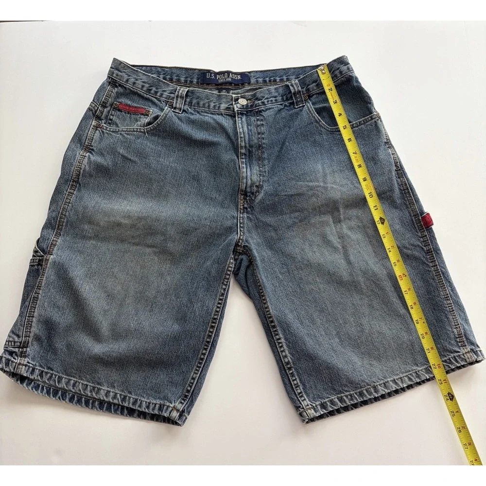Vintage Y2K US POLO ASSN Denim Jean Shorts Mens‎ 38 Baggy Carpenter Retro Jorts